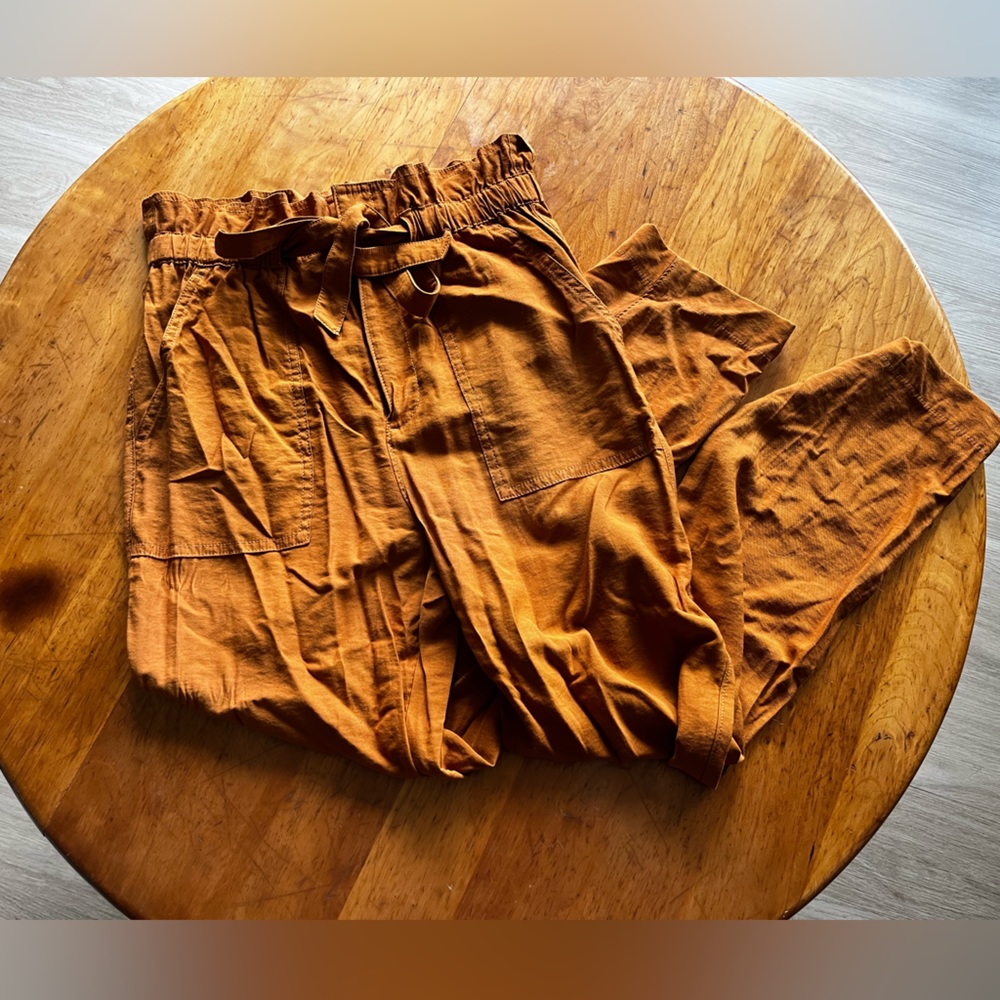 Madewell Rust Colored High Waisted Paper Bag Tie Pants - Size M